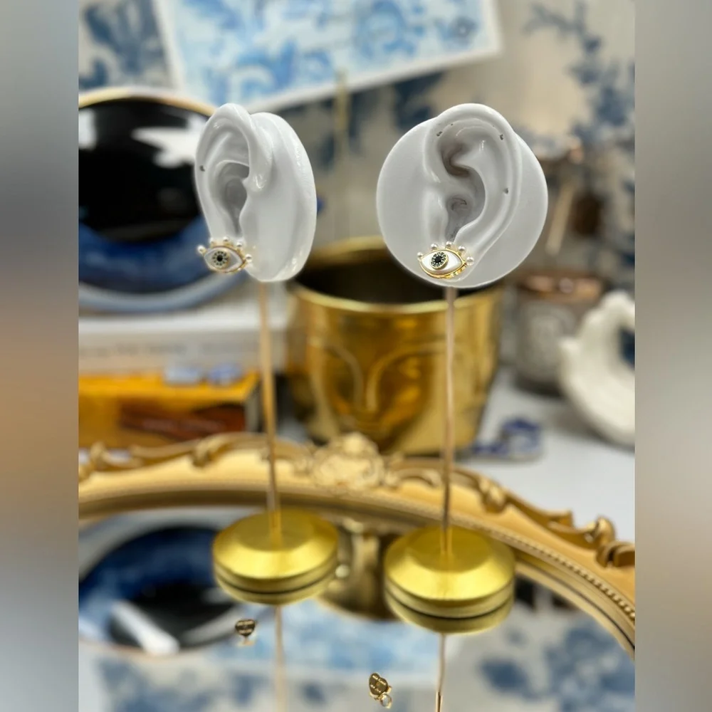 🆕 KATE SPADE 🧿 NWT Evil Eye Statement Studs - Crystal & Pearl - Picture 13 of 15